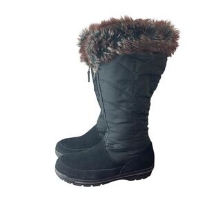 Lands' End Black Winter Boots with Faux Fur